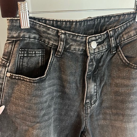 Washed Black Baggy Jeans With Tightening Back Strap - Picture 4 of 4